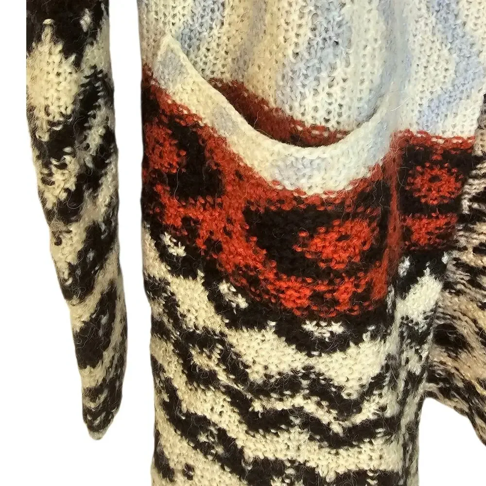 Abercrombie & Fitch Tribal & Geometric Pattern Open Knit Sweater with Hood